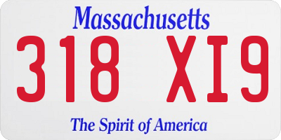 MA license plate 318XI9