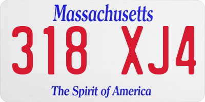 MA license plate 318XJ4