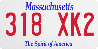 MA license plate 318XK2