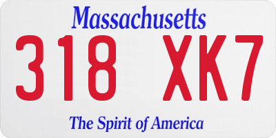 MA license plate 318XK7