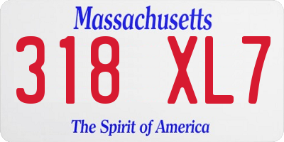MA license plate 318XL7