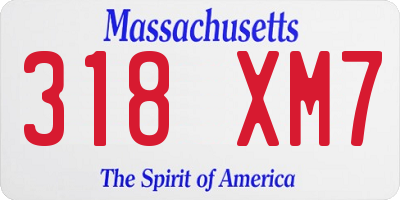 MA license plate 318XM7