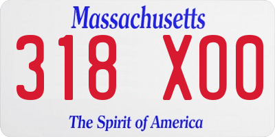MA license plate 318XO0