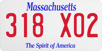 MA license plate 318XO2
