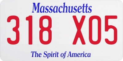 MA license plate 318XO5