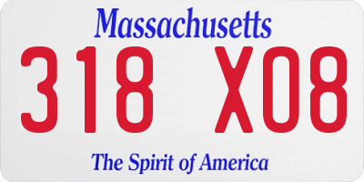MA license plate 318XO8