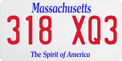 MA license plate 318XQ3