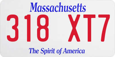MA license plate 318XT7