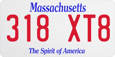 MA license plate 318XT8