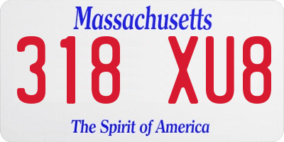 MA license plate 318XU8