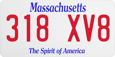 MA license plate 318XV8