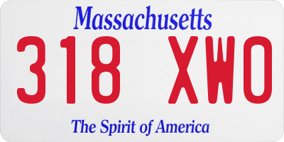 MA license plate 318XW0