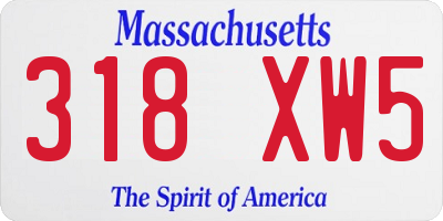 MA license plate 318XW5