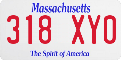 MA license plate 318XY0