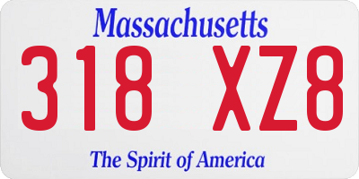 MA license plate 318XZ8