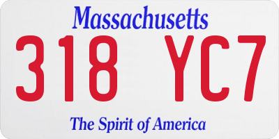 MA license plate 318YC7