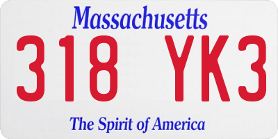 MA license plate 318YK3