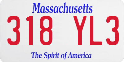 MA license plate 318YL3