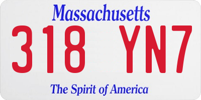 MA license plate 318YN7