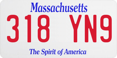 MA license plate 318YN9