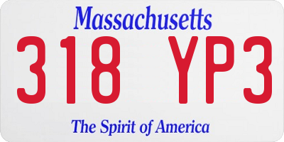 MA license plate 318YP3