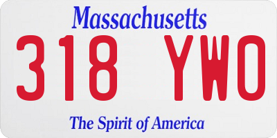 MA license plate 318YW0