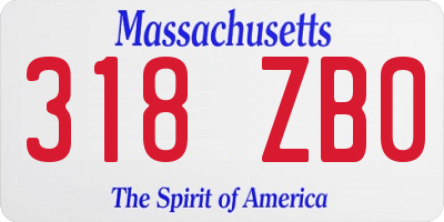 MA license plate 318ZB0