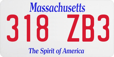 MA license plate 318ZB3