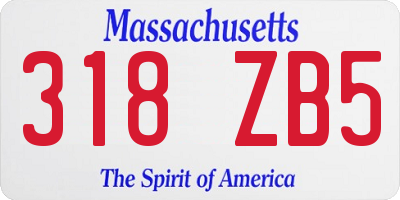 MA license plate 318ZB5