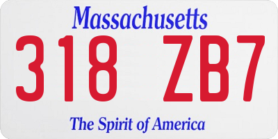 MA license plate 318ZB7