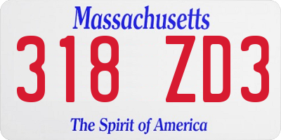 MA license plate 318ZD3