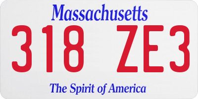 MA license plate 318ZE3