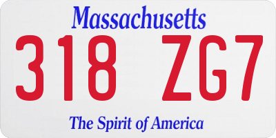 MA license plate 318ZG7