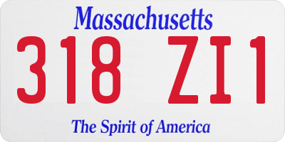 MA license plate 318ZI1