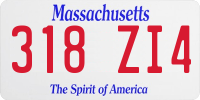 MA license plate 318ZI4