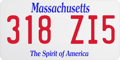 MA license plate 318ZI5