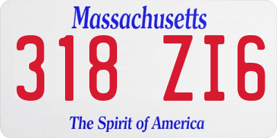 MA license plate 318ZI6