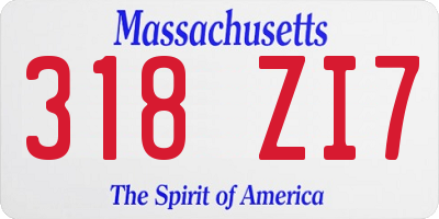 MA license plate 318ZI7