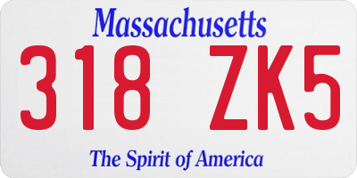 MA license plate 318ZK5
