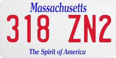 MA license plate 318ZN2