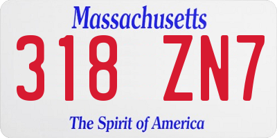 MA license plate 318ZN7