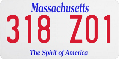 MA license plate 318ZO1