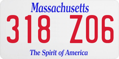 MA license plate 318ZO6