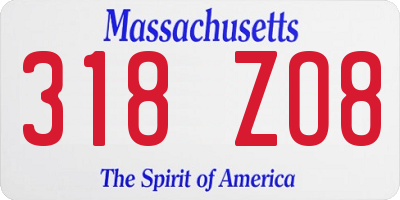 MA license plate 318ZO8
