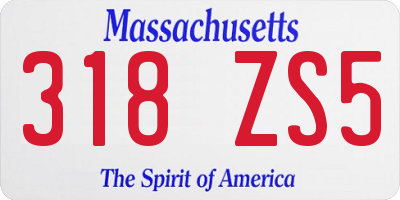 MA license plate 318ZS5