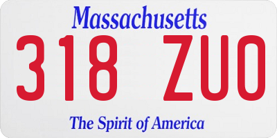 MA license plate 318ZU0