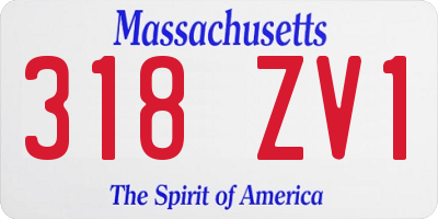 MA license plate 318ZV1