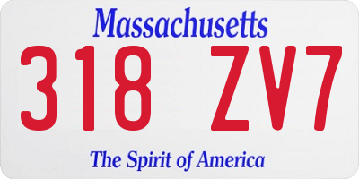 MA license plate 318ZV7
