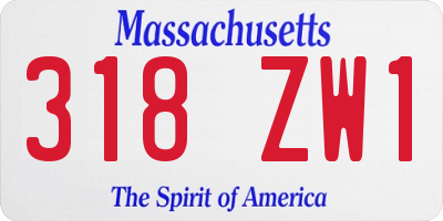 MA license plate 318ZW1