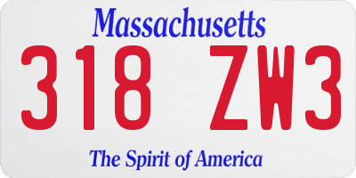 MA license plate 318ZW3